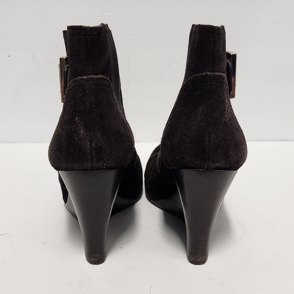 Tory Burch Adrienne Suede Wedge Ankle Booties in‎ Brown - Picture 4 of 13